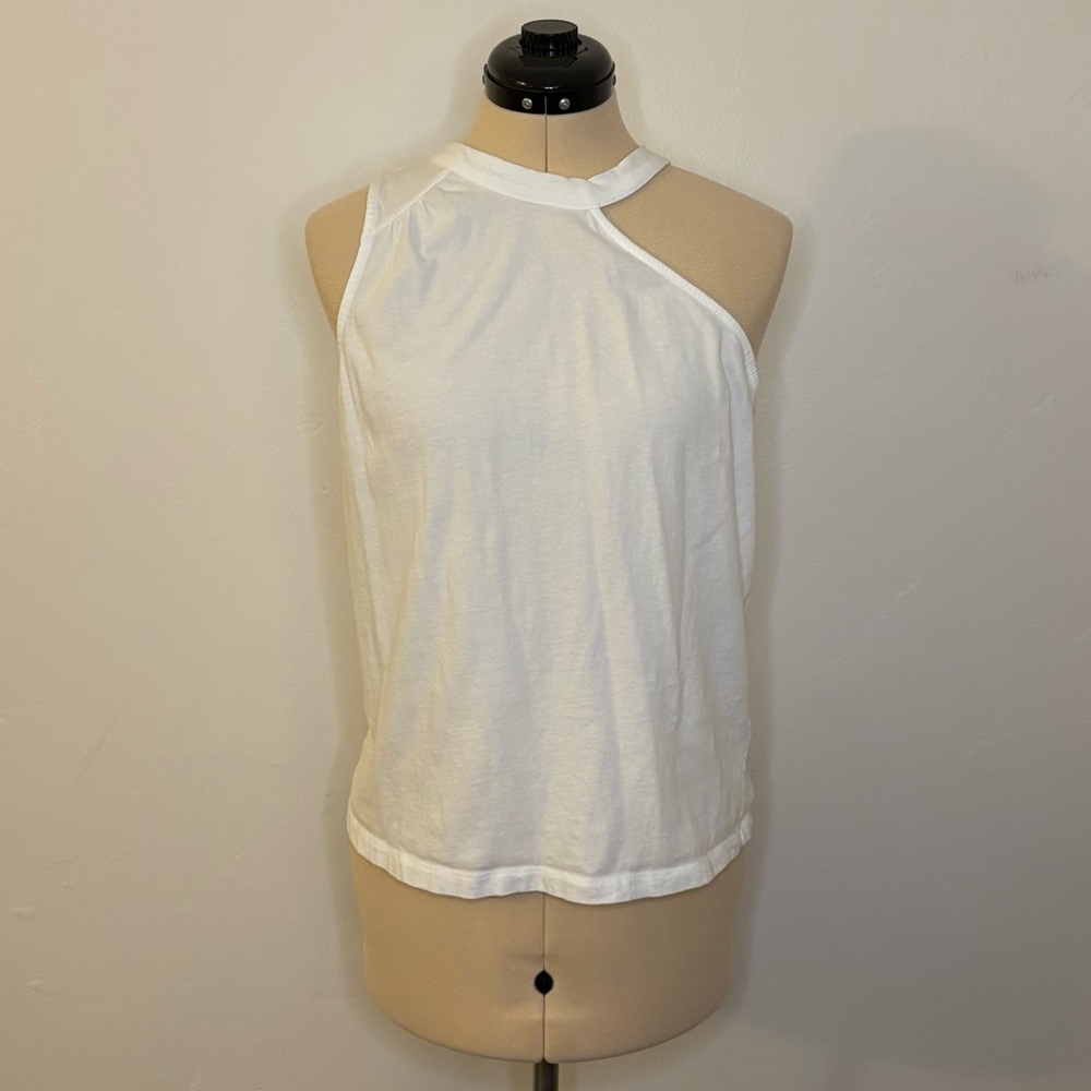 Anthropologie Asymmetrical Cutout Tank Top, White, One Shoulder, 100% Cotton, M